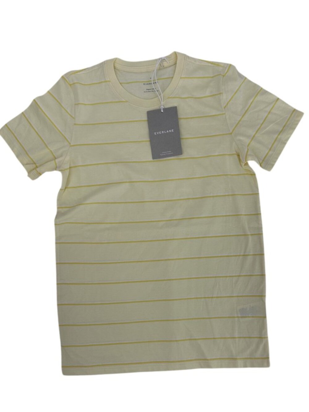 Everlane Women's Tee Small Yellow White Stripe Basic Organic Cotton Crewneck NWT